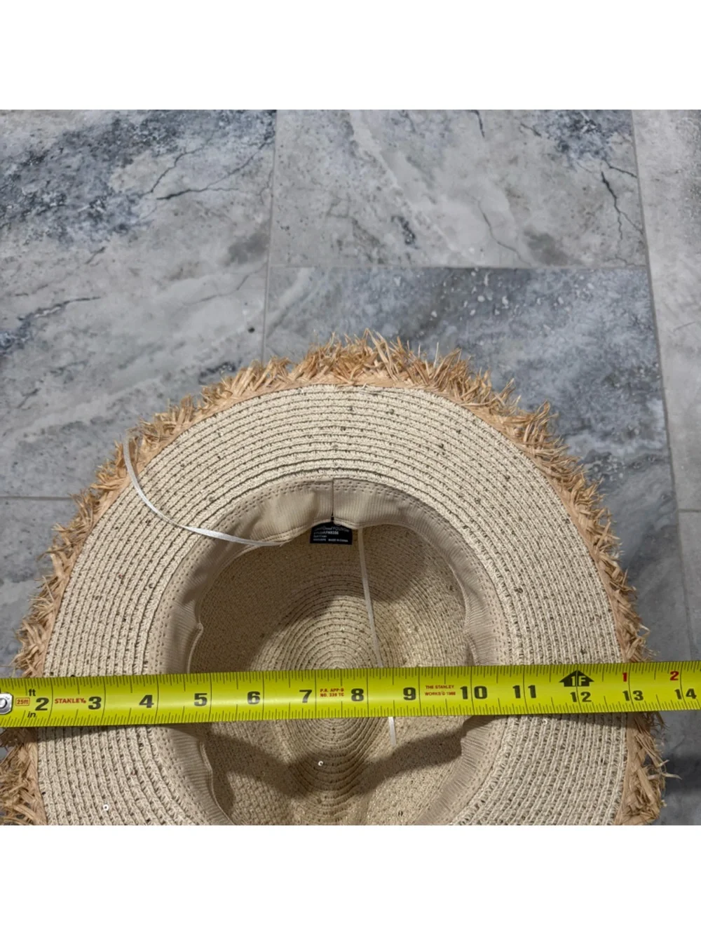 NWOT David and Young Neutral Straw Sun Hat with Light Blue Trim